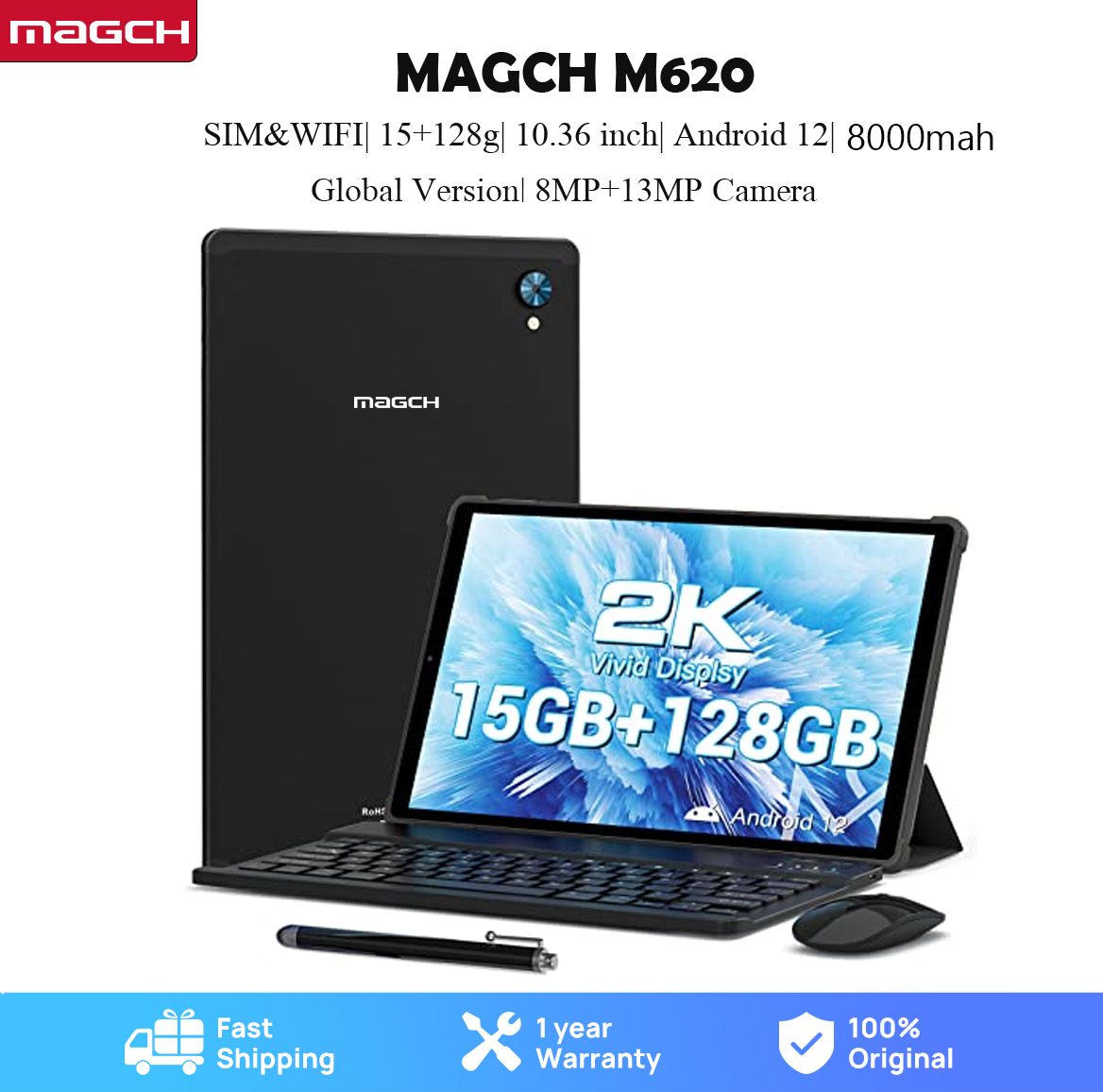 MAGCH 2023 New Tablet 10.4-inch CPU T606 8-core 15GB/128GB Android 12 gaming tablet 1-year warranty ราคา 3,599 บาท*ส่งฟรี