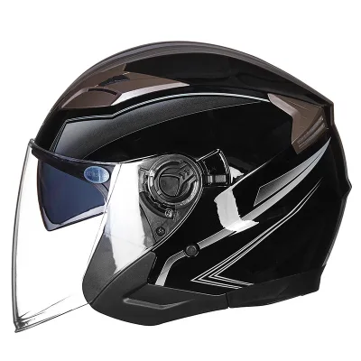 Diono motorcycle helmet half face helmet ABS electric motorbike safety double lens helmet (5)