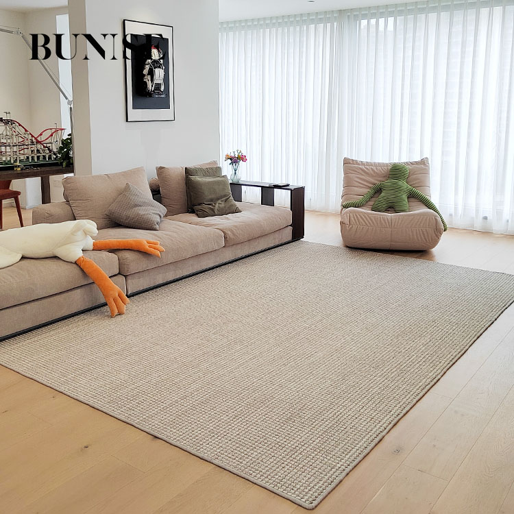 BUNISE BC003 Wool Rug Imported Striped Solid Color Minimalist Luxury Style Stain-Resistant for Villa or Living Room with Sofa and Coffee Table Free Shipping ราคา 23,194 บาท*ส่งฟรี