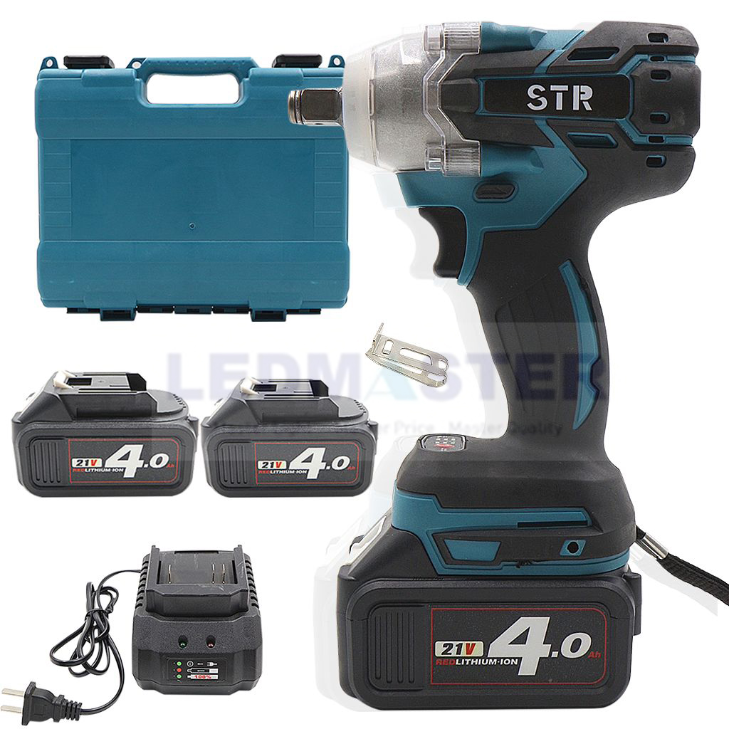 บล็อกแบต STR 21V แรงบิดดีมาก เกรดดีกว่าของถูก แบตก้อนใหญ่ 2 ก้อน STR บล็อกแบต บล็อกไร้สาย 21V