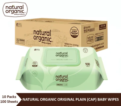 Natural Organic Original Plain Baby Wipes (Cap Type, 10 X 100Sheet)