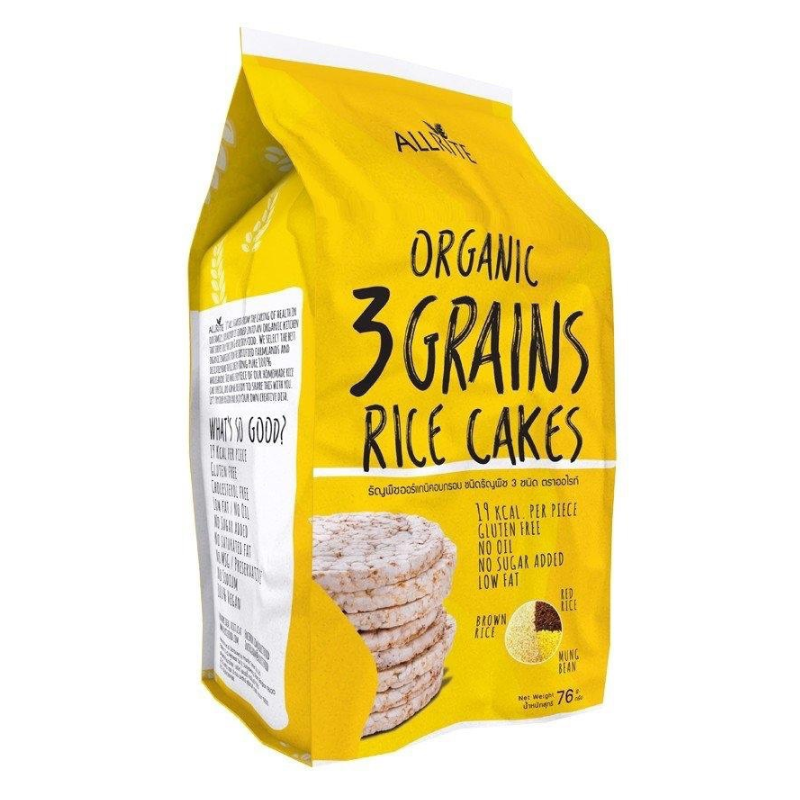 Organic Rice Cakes 3 Grains Gluten free snack 80g Allrite brand ราคา 111 บาท*ส่งฟรี