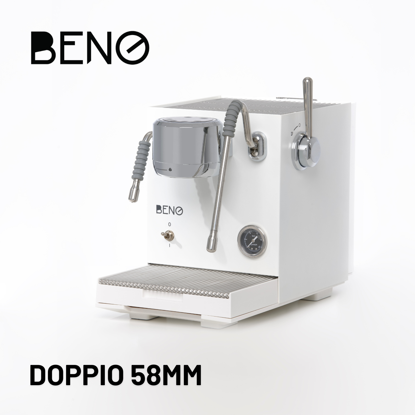 BENO Doppio espresso coffee machine with full professional features, 58 mm 2 ears, 2 boilers, 2 pumps, strong steam, pre-infusion, with connection water tube to external water tank ราคา 14,900 บาท*ส่งฟรี