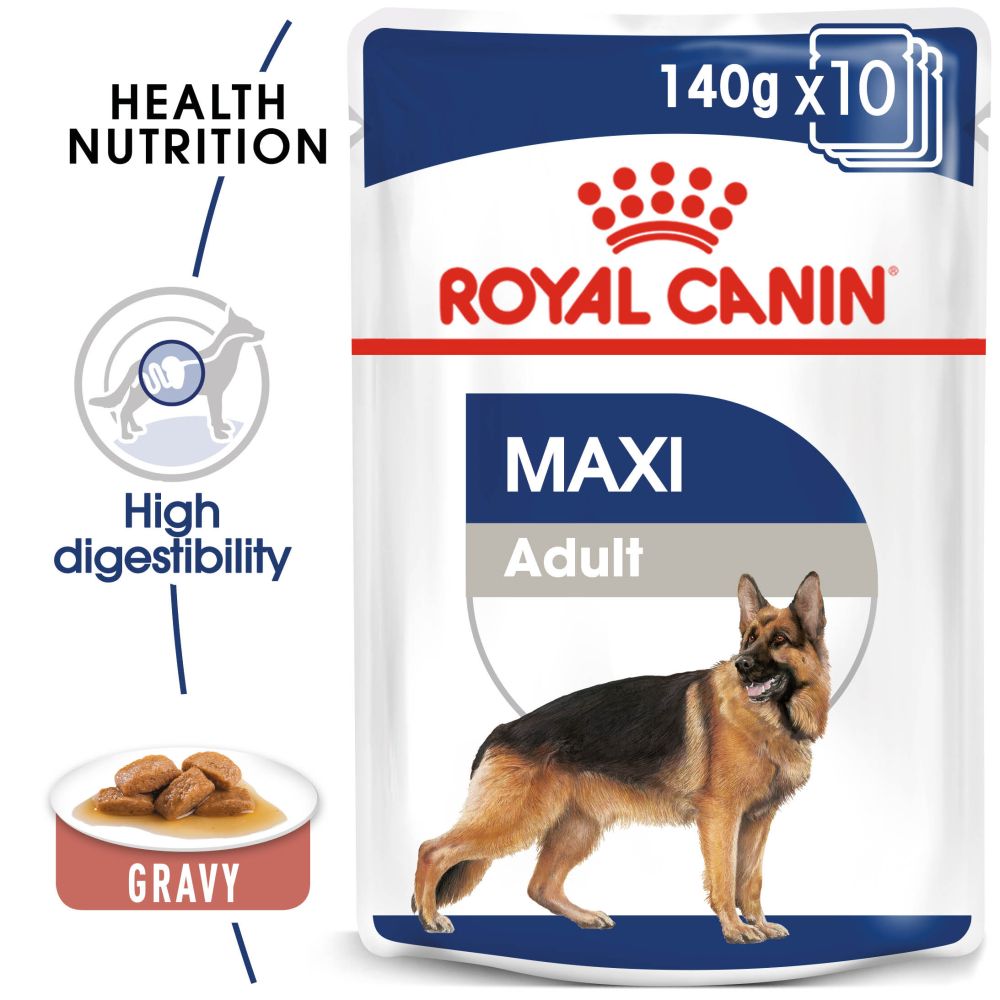 Royal Canin Maxi Adult Pouch x10ซอง (03/22)- โรยัล คานิน อาหารเปียก ชนิดซอง สำหรับสุนัขโตพันธุ์ใหญ่ (140 กรัม/ซอง) x 10 ซอง