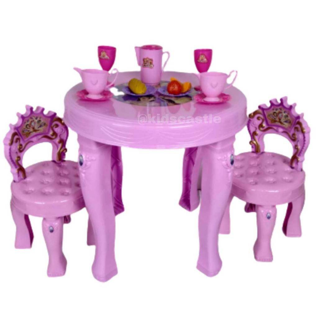 BarbieBaby โต๊ะเจ้าหญิง ชุดโต๊ะเจ้าหญิงพร้อมอุปกรณ์เสริมสวยและเซตเก้าอี้