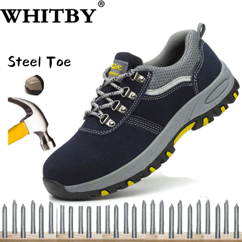 ยี่ห้อ WHITBY Safety Shoes รองเท้าทำงานเหล็กรองเท้านิ้วเท้าผู้หญิงผู้ชายทำงานรองเท้า