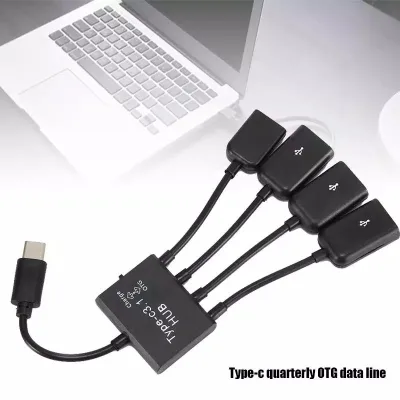 สายแปลง Type C OTG hub แบบมีไฟเลี้ยงด้วย Type C Cable 3 in 1 USB C Type C OTG Host Cable Hub Cord Adapter Connector Splitter (2)