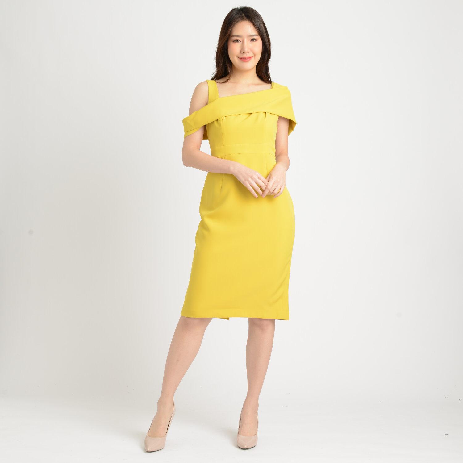 Jousse Dress ชุดเดรสออกงาน จูส สีเหลือง ปาดไหล่ สีเหลือง ทรงสอบเข้ารูป เดรส ชุดเดรส เดรสแฟชั่นสวยๆ ชุดเดรสผู้หญิง (JT5GYE) ราคา 2,467 บาท*ส่งฟรี