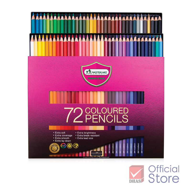 Master Art สีไม้ ดินสอสีไม้ แท่งยาว 72 สี รุ่นใหม่ เฉดสีครบจุใจ - จำนวน 1 กล่อง