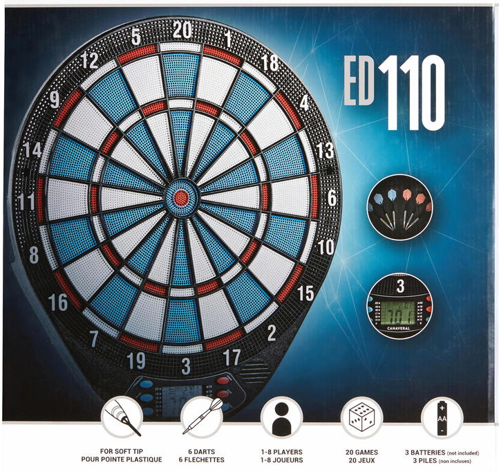 กระดานปาเป้า อิเล็กทรอนิกส์ ED110 CANAVERAL (ลูกดอก 6 ลูก) มี LCD จดแต้มอัตโนมัติ พลาสติกนุ่ม ปาเป้า darts board ราคาถูก