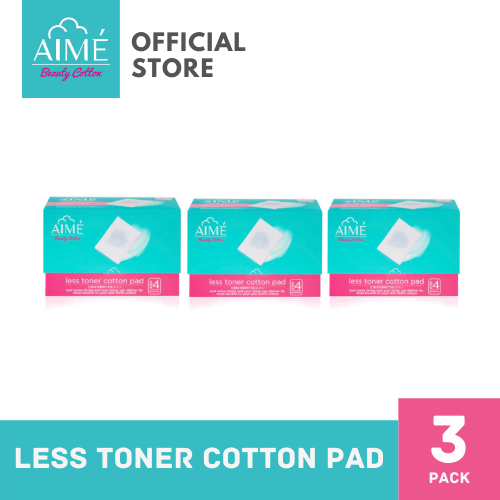 AIME สำลีแผ่น Less Toner Cotton Pad กิน Toner น้อยลงอ่อนโยนต่อผิว (3 กล่อง) (80 แผ่น/กล่อง)