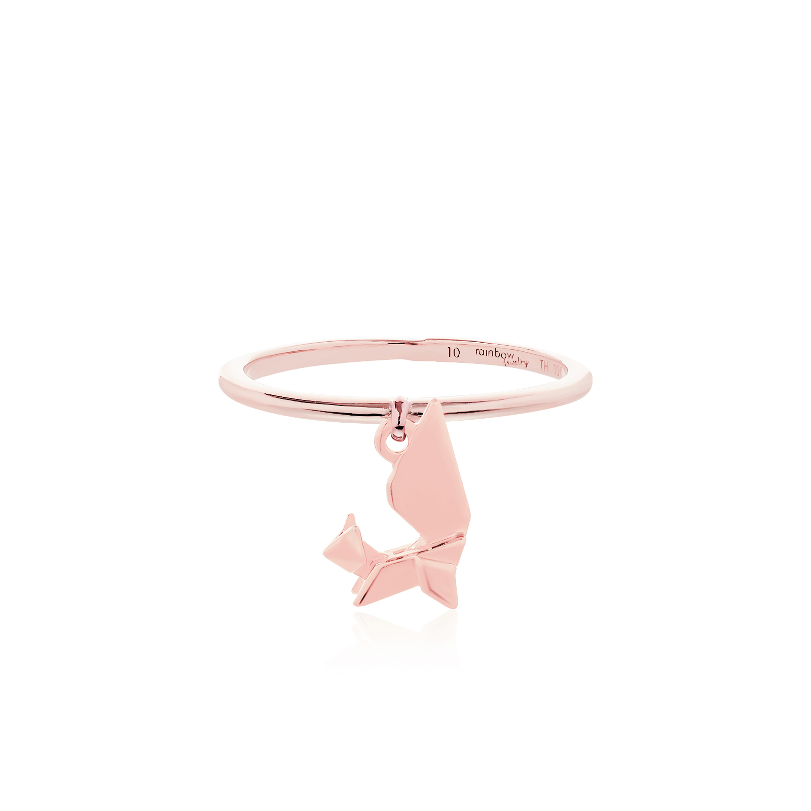 ORIGAMI LUCKY RING แหวนห้อยจี้ลายกระดาษพับ สัญลักษณ์แห่งความโชคดี และ ความสุข 13 ลาย สีทองชมพู Rose Gold