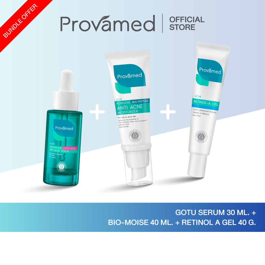 [Set X 3] Provamed Gotu Serum 30 Ml, Bio-Moise 40 Ml, Retinol a Gel 40g - [Set X3] Serum + Moisturizer Biopeptide + Retinol ราคา 1,430 บาท*ส่งฟรี