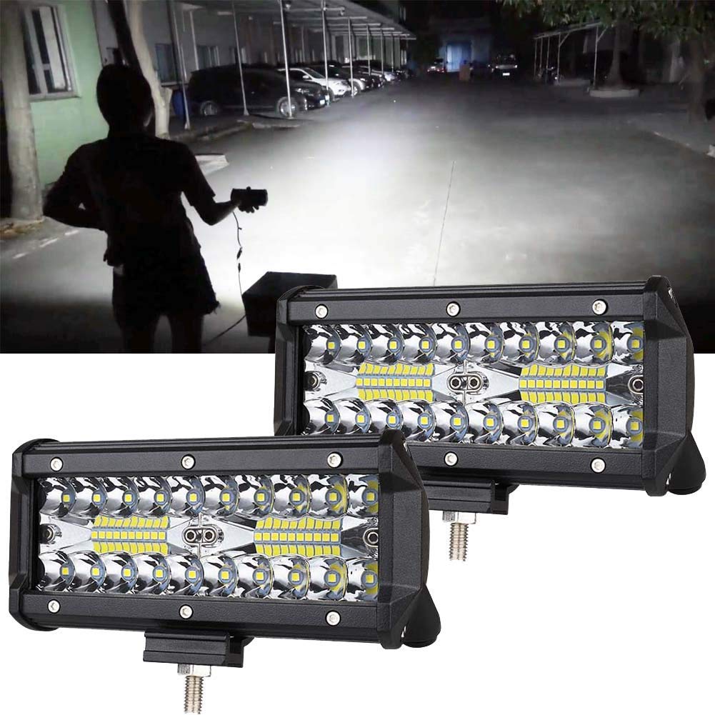 X4 เเพ็คคู่ สุดคุ้ม !! LED LIGHT BAR ไฟสปอร์ตไลท์ ไฟหน้ารถ ไฟท้าย 72W 12V-24V รุ่น COMBO BEAM ทรงเหลี่ยม เเสงขาว งานพรีเมี่ยม จำนวน 4 ชิ้น