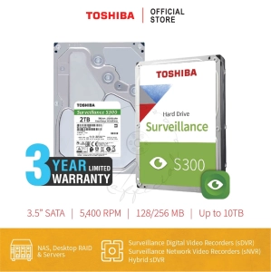 สินค้า Toshiba HDD CCTV/Sllance (2TB) SATA 3.5 รุ่น S300 HDWT720 5400RPM C/B 128MB Internal Harddisk บันทึกวีดีโอ/กล้องวงจรปิด