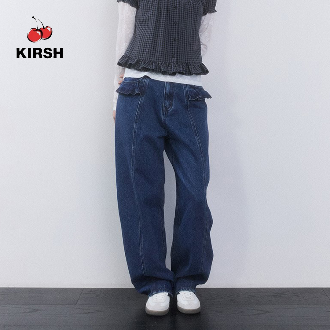 [Kirsh] Ruffle-Detail Wide-Fit Denim Pants I 26Ss | Jeans Pants for Women | Wide Leg Jeans for Women | Wide Leg Denim Jeans | Korean Pants for Women ราคา 4,291 บาท*ส่งฟรี