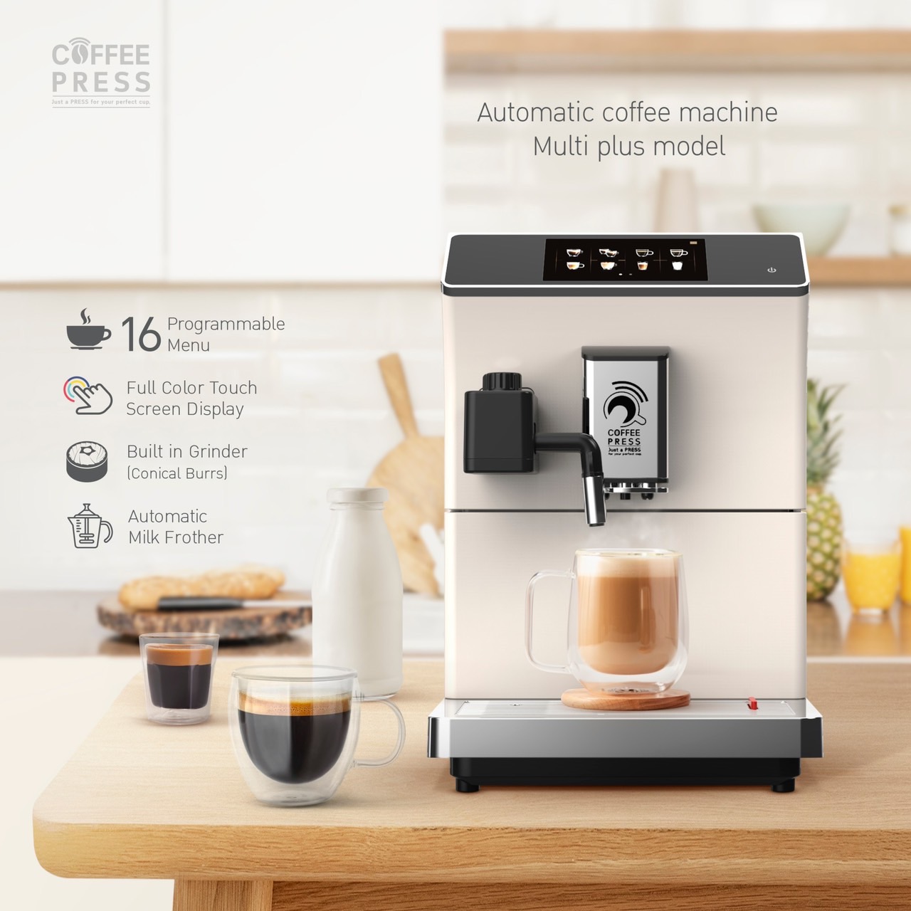 Coffee Press เครื่องชงกาแฟอัตโนมัติ (Multi Plus GEN5) สีขาว Fully Automatic Espresso Coffee Machine ราคา 29,900 บาท*ส่งฟรี