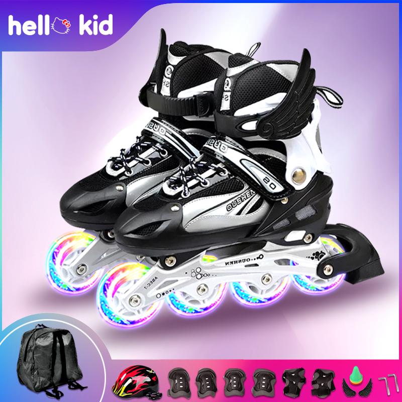รองเท้าอินไลน์สเก็ต Premium Inline Skate Tracks & ABEC-7 Wheels with Lights Roller Blade Skate รุ่น S=31-34 M=35-38 L=39-42