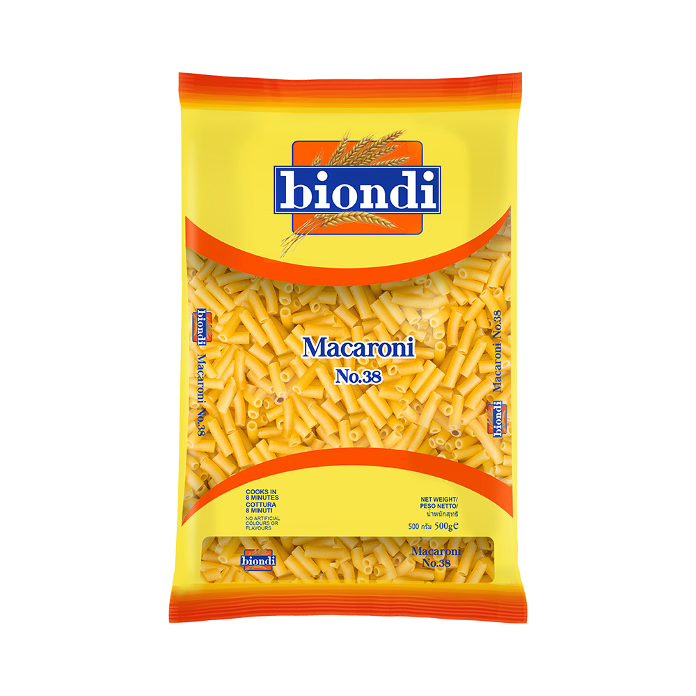 Biondi Macaroni No 38. 500g บิออนดิ มักกะโรนี เบอร์ 38 ขนาด 500 กรัม (8501)