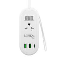 Lumira ปลั๊กไฟพกพา รุ่น LS-024/2U เก็บสายได้ สายยาว 1.2 เมตร 2เต้ารับ 2USB 1USB-C  มาตรฐาน มอก. รับประกันสินค้า 3 ปี