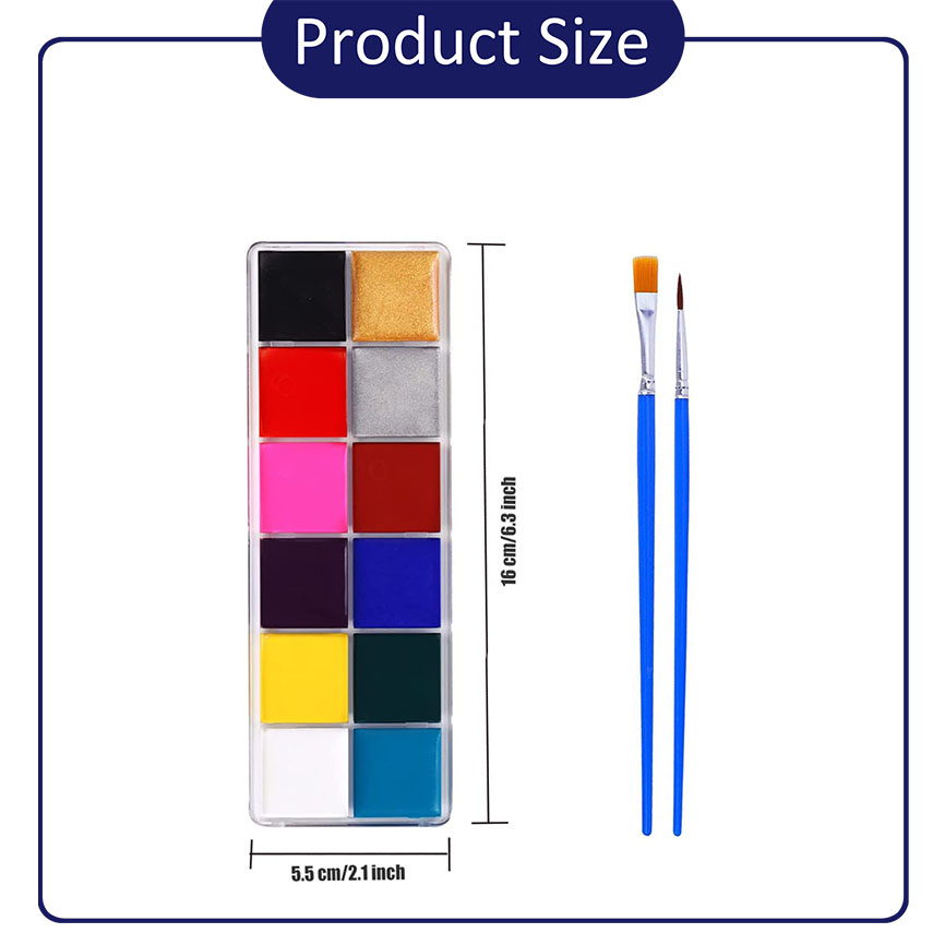สีเพ้นท์หน้า สีเพ้นท์หน้าปาร์ตี้แฟนซี ชุดจิตรกรรม 12 สี สำหรับเด็กและผู้ใหญ่ ภาพวาดสีน้ำมันถาดสำหรับการแต่งหน้า