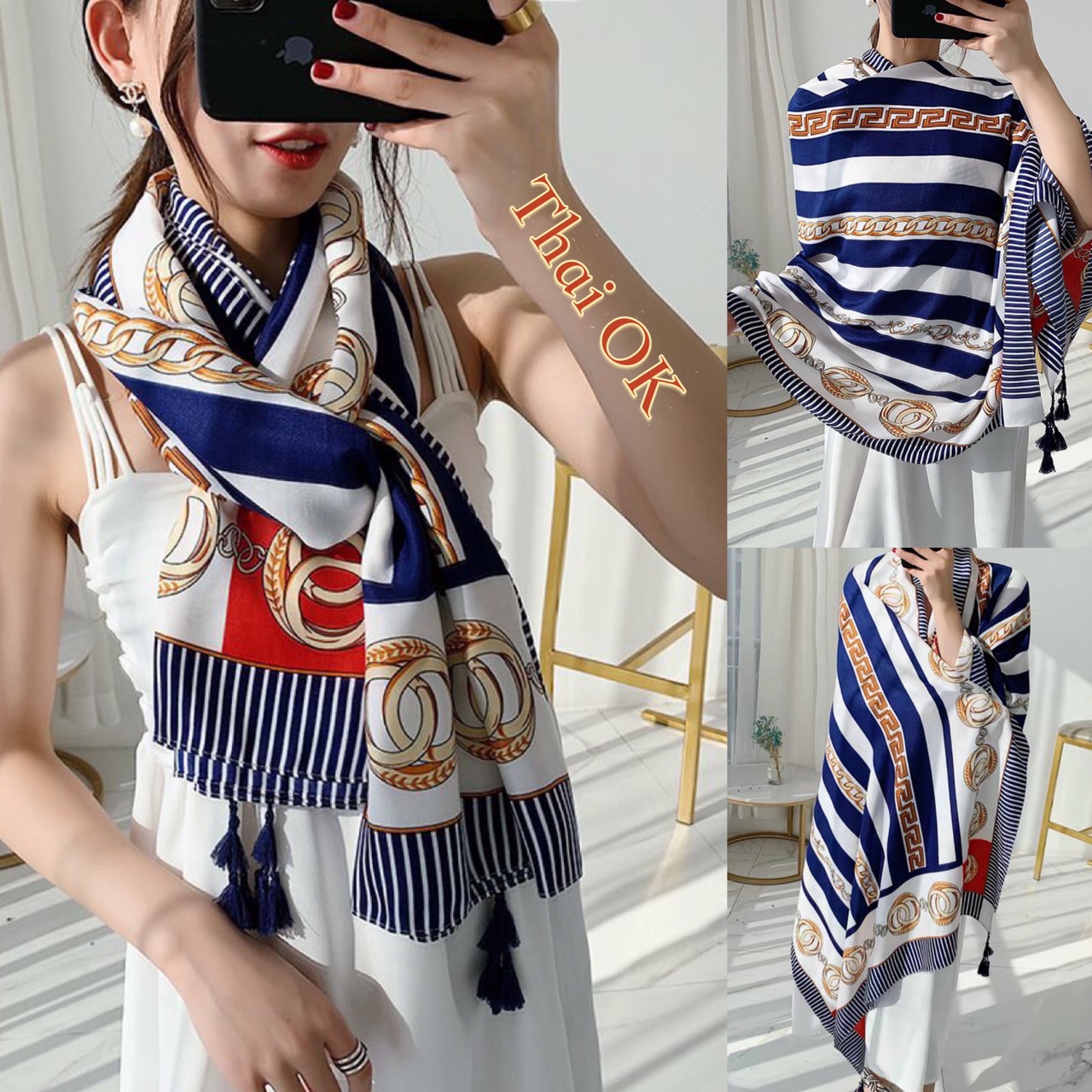 ผ้าพันคอ scarf&shawl scarvesผ้าคลุมไหล่ สไตล์โบฮีเมียน #ผ้าหนา กันแดก กันลม