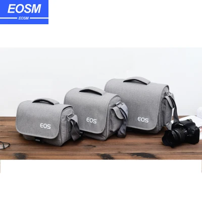 EOSM ไนล่อนกันน้ำกล้อง DSLR กระเป๋าสะพายแบบพกพาถุงถ่ายภาพกระเป๋ากล้องดิจิตอลสำหรับ Canon ที่มีสายคล้องไหล่สีเทา Canon Camera Shoulder Bag