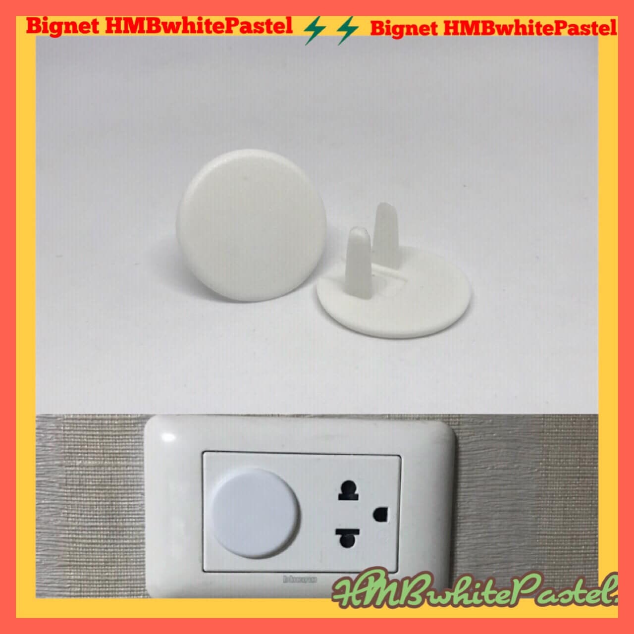 10 Pcs ที่อุดรูปลั๊กไฟ HMB Outlet plug รุ่นWhitePastelColor สีขาวนม ฝาครอบ ที่ปิดปลั๊กไฟ 10/20/30/40/50 ชิ้น