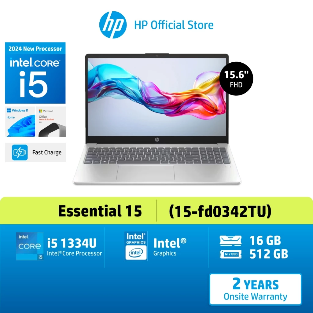 HP Notebook 15-fd0342TU / Intel i5-1334U/ Iris® Xᶱ Graphics/ 16GB/ 512GB/ Win11/ MS21/ 2Yrs โน๊ตบุ๊ค ราคา 20,990 บาท*ส่งฟรี