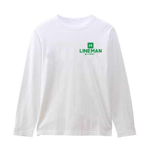 LNM003  เสื้อยืด คอกลม แขนยาว ผ้าพรีเมียม เดลิเวอรี่ แฟชั่น แฟนซี LINE MAN DELIVRY
