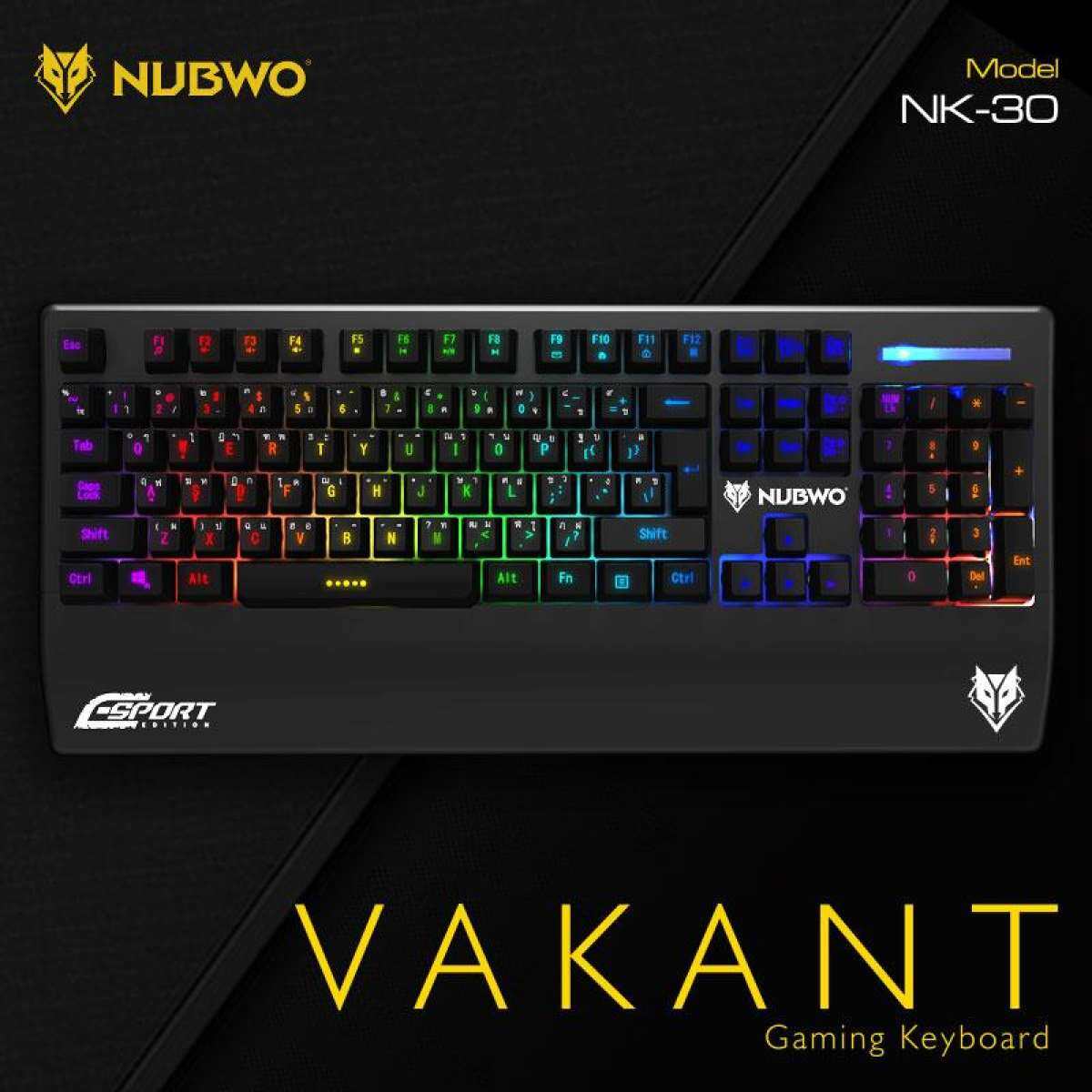 Nubwo VAKANT Gaming keyboard LED Sound light กันน้ำได้ รุ่น NK-30