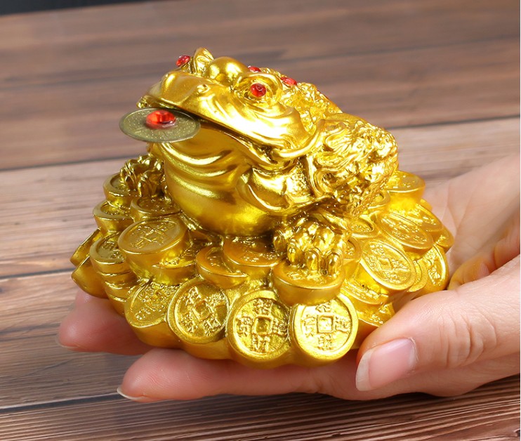 กบคาบเหรียญ  คางคกมงคล เซี่ยมซู้ คางคกสามขา 10x9x6.5ซม Lucky toad