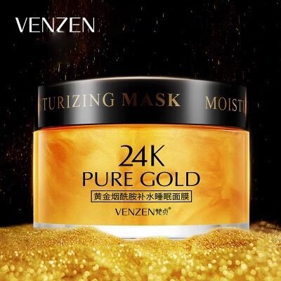 มาส์กหน้าทองคำ Venzen 24K Pure Gold Sleeping Mask 120g. ครีมมาส์กทองคำ 24k บำรุงผิวหน้าใส ชะลอริ้วรอยแห่งวัย ใช้เป็นสลีปปิ้งมาส์ก ก่อนนอน