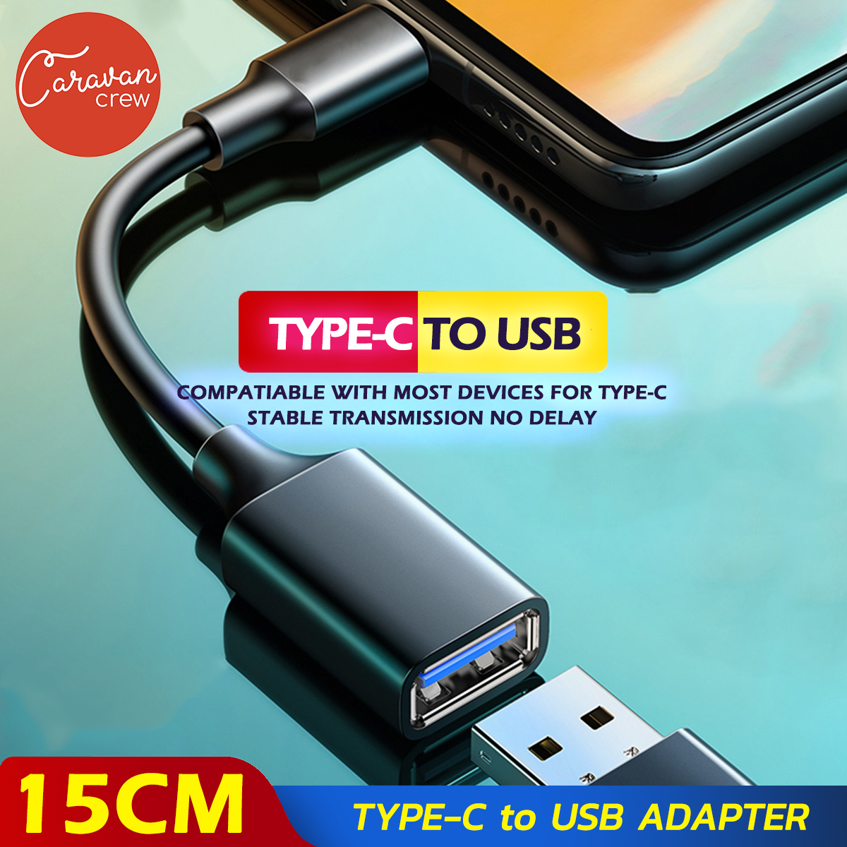 0# Caravan Crew TYPE-C to USB OTG 15cm Cable Converter สามารถถ่ายโอนข้อมูลระหว่างสมาร์ทโฟนและคอมพิวเตอร์หรือแฟรชไดรฟ์ Samsung HUAWEI XIAOMI REDMI REALME VIVO OPPO