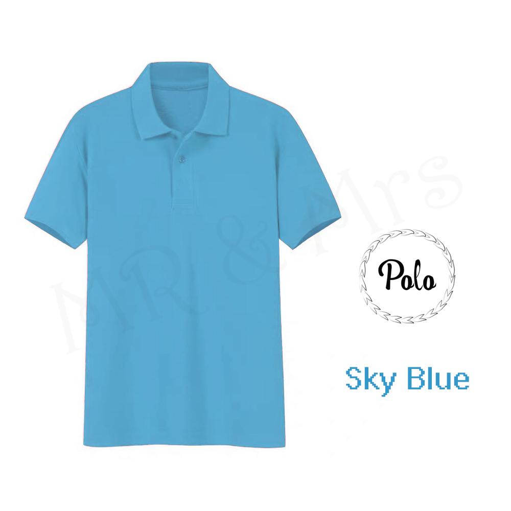 เสื้อโปโล เสื้อคอปกชาย/หญิง แขนสั้น POLO ผ้าCOTTON มีกระเป๋าหน้า (สีฟ้าอ่อน) HONEY BIRD