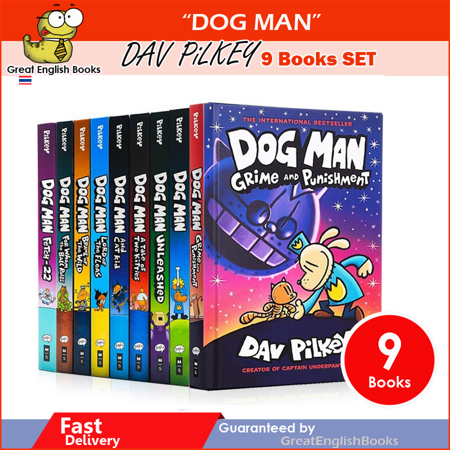 (In stock) พร้อมส่ง รุ่นกระดาษมัน (Good quality)  Dog Man Dav Pilkey Collection 9 Books Set (Dogman) hardcover Scholastic