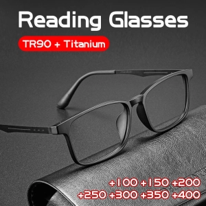 สินค้า OYKI +100-+400 ไทเทเนียมแว่นตาอ่านหนังสือผู้ชาย TR90 ป้องกันแสงสีฟ้าแว่นตาคอมพิวเตอร์กรอบแว่นตา Presbyopic