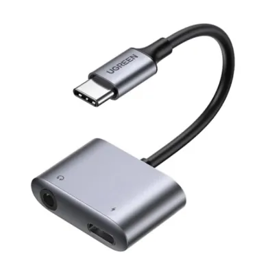 ADAPTER/CONVERTER (อุปกรณ์แปลงสัญญาณ) UGREEN USB-C TO 3.5 MM + USB-C (60164)