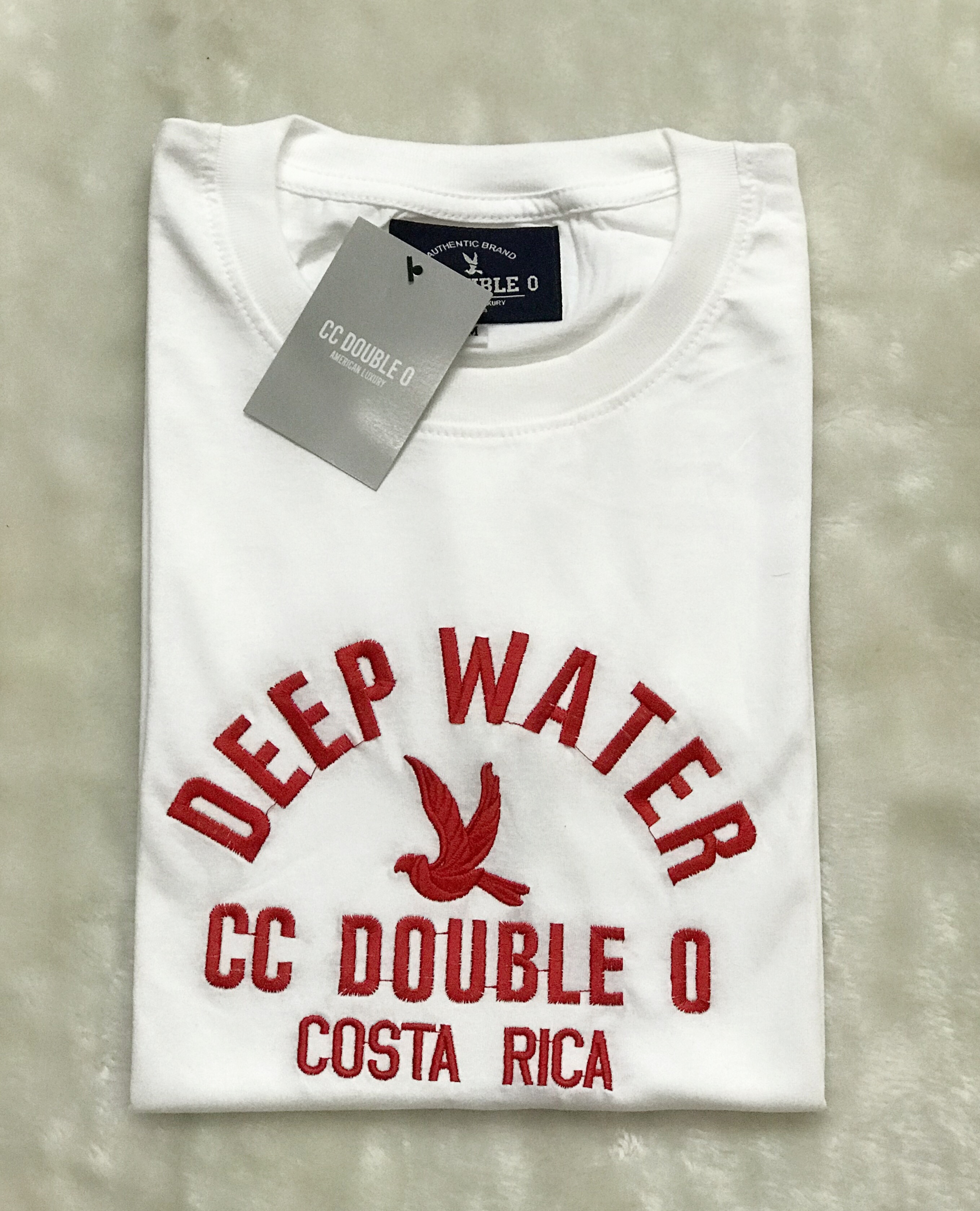 เสื้อยืดแขนสั้นงานปัก-งานป้าย ? Deep Water Cotton 100% (SMLXL)