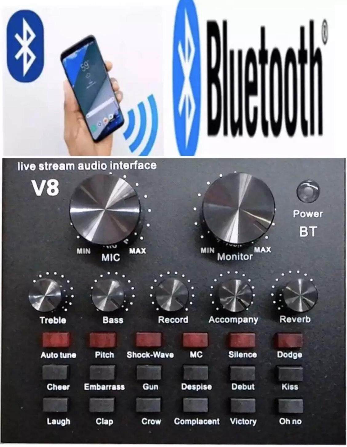 LXJ V8 USB เสียงชุดหูฟังไมโครโฟน Webcast สดการ์ดเสียงสำหรับโทรศัพท์ มี Bluetoothเก็บเงินปลายทาง