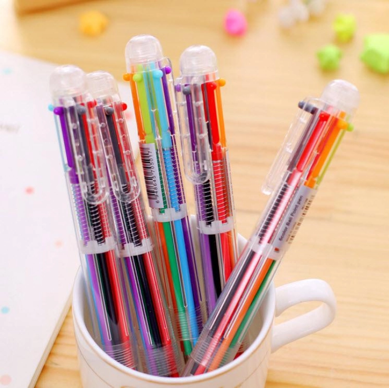 ภาพหน้าปกสินค้าปากกาลูกลื่น หลายสี 6สี หลากสี แท่งใส สวยมากๆ ปากกา