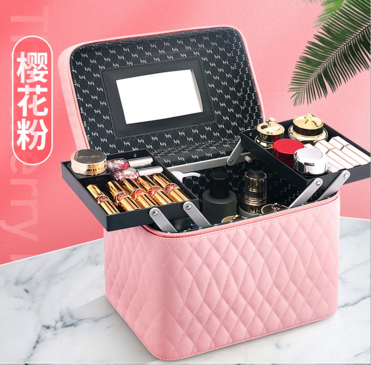 กล่องเก็บเครื่องสำอางสำหรับพกพา สวยหรู Cosmetic Box มี 4 สีให้เลือก 2 ถาด  กระเป๋าเดินทาง กระเป๋าผู้หญิง กระเป๋าแฟชั่น