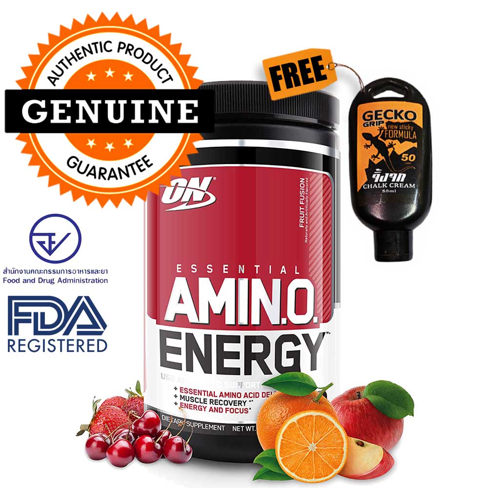 Optimum Nutrition Amino Energy 30 serv pre-workout - Fruit Fusion + Gym Liquid Chalk FREE Gecko Grip