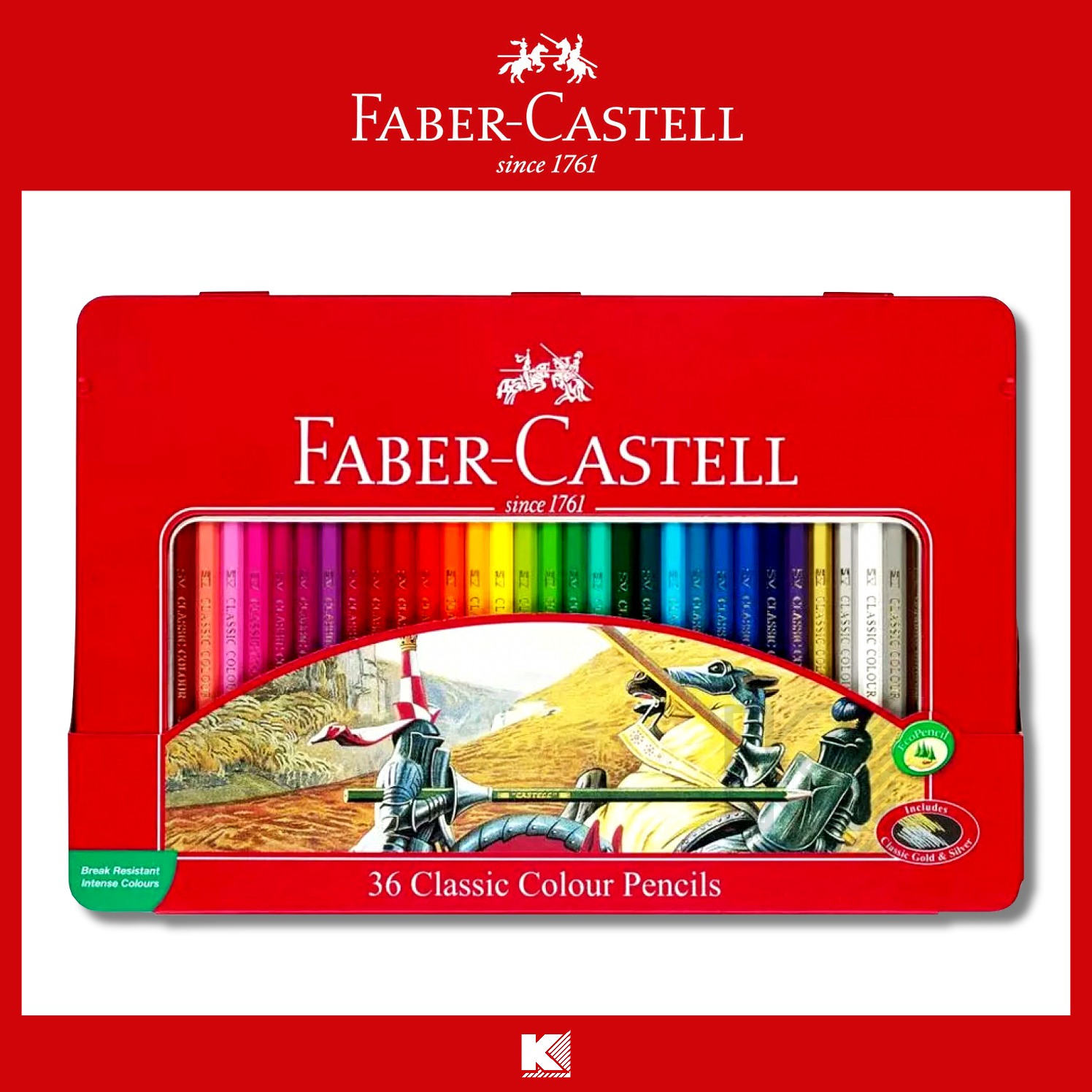สีไม้ Faber-Castell (อัศวิน) 12 24 36 48 สี กล่องเหล็ก