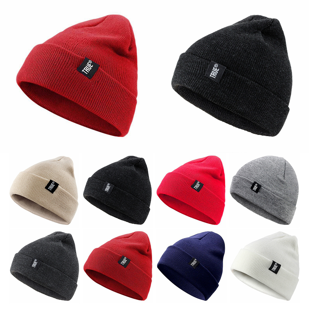 [jiyan2866] หมวกสีทึบฤดูหนาวที่อบอุ่นสำหรับผู้ชายผู้หญิงหมวกบีนนี่รุ่มร่ามหมวกไหมพรมถักที่อบอุ่น