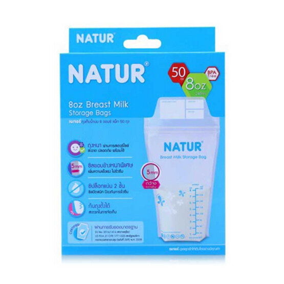 ถุงเก็บน้ำนมแม่ Natur Breast Milk Storage Bags 8oz 50 ถุง