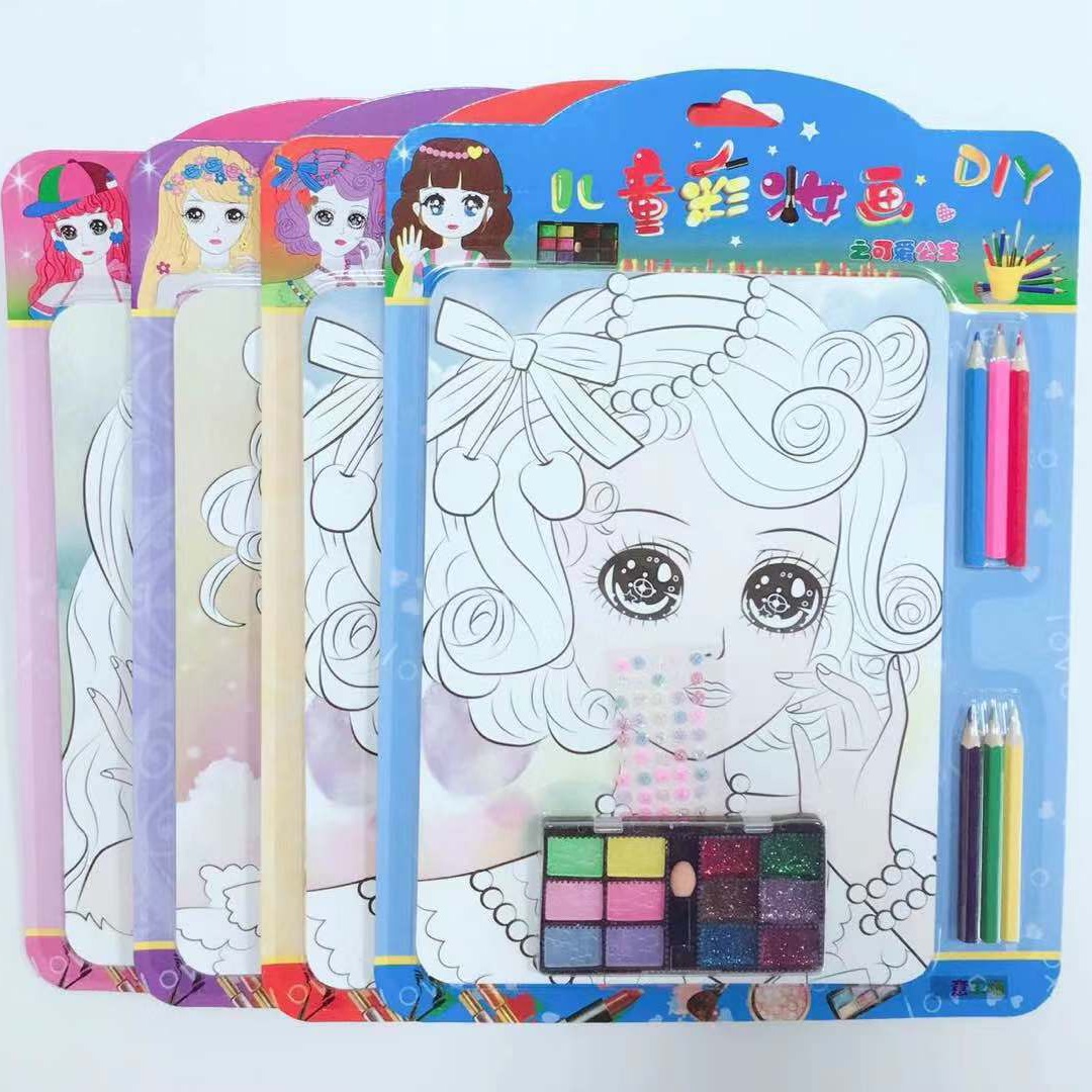 เด็กเล่นระบายสีแต่งหน้าให้รูป  children makeup coloring set