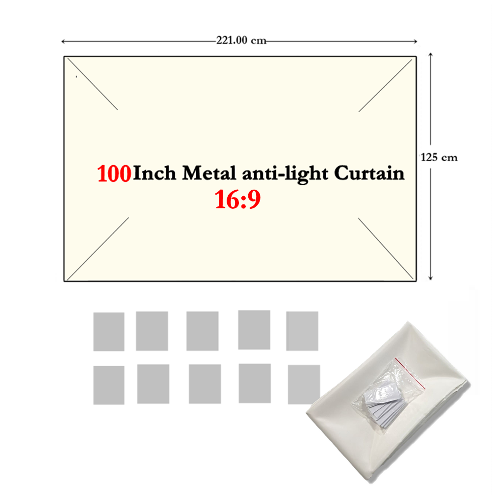 จอโปรเจคเตอร์ขนาด 100 นิ้ว ไร้ขอบ เพิ่มแสงและสี คมชัดเพิ่ม แบบ ALC Anti-Light มุมมอง 160 องศา(ส่งเเบบพับ) ราคา 690 บาท*ส่งฟรี