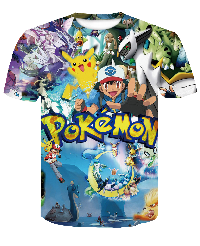 Pokemon Pikachu 3D Pokémon Charmander Eevee Mewtwo T เสื้อเด็กผู้หญิงการ์ตูนแฟชั่นเสื้อผ้าฤดูร้อนเด็กทารกแขนสั้น ราคา  474 บาท*ส่งฟรี