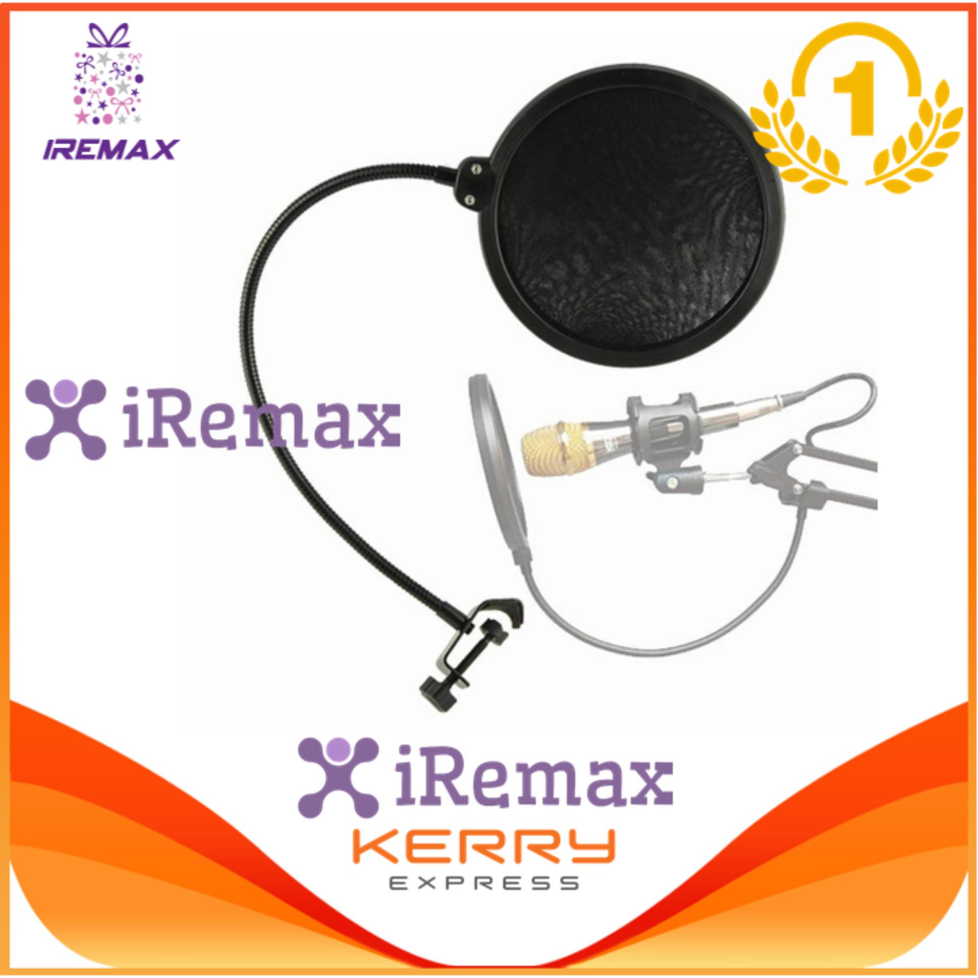 iremax สตูดิโอไมโครโฟน Studio Microphones Mic Pop Filter Mask Shield Protection - Black